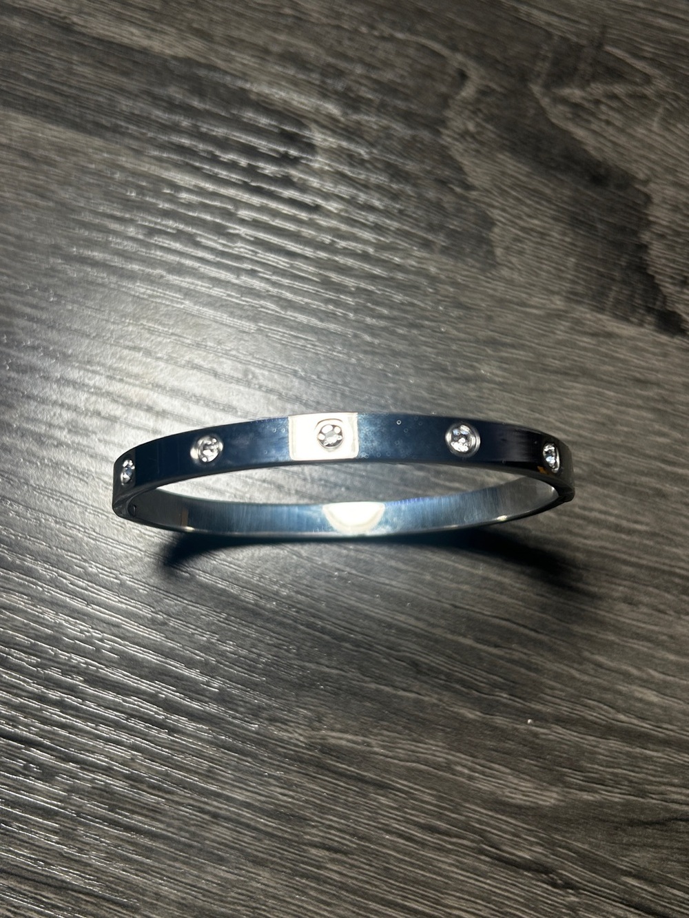 Silver Crystal Accent Bangle Bracelet